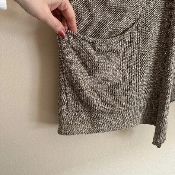 Eskander Rolling Front Tabard Sweater Cardigan Coco Tweed Womens OS Lagenlook